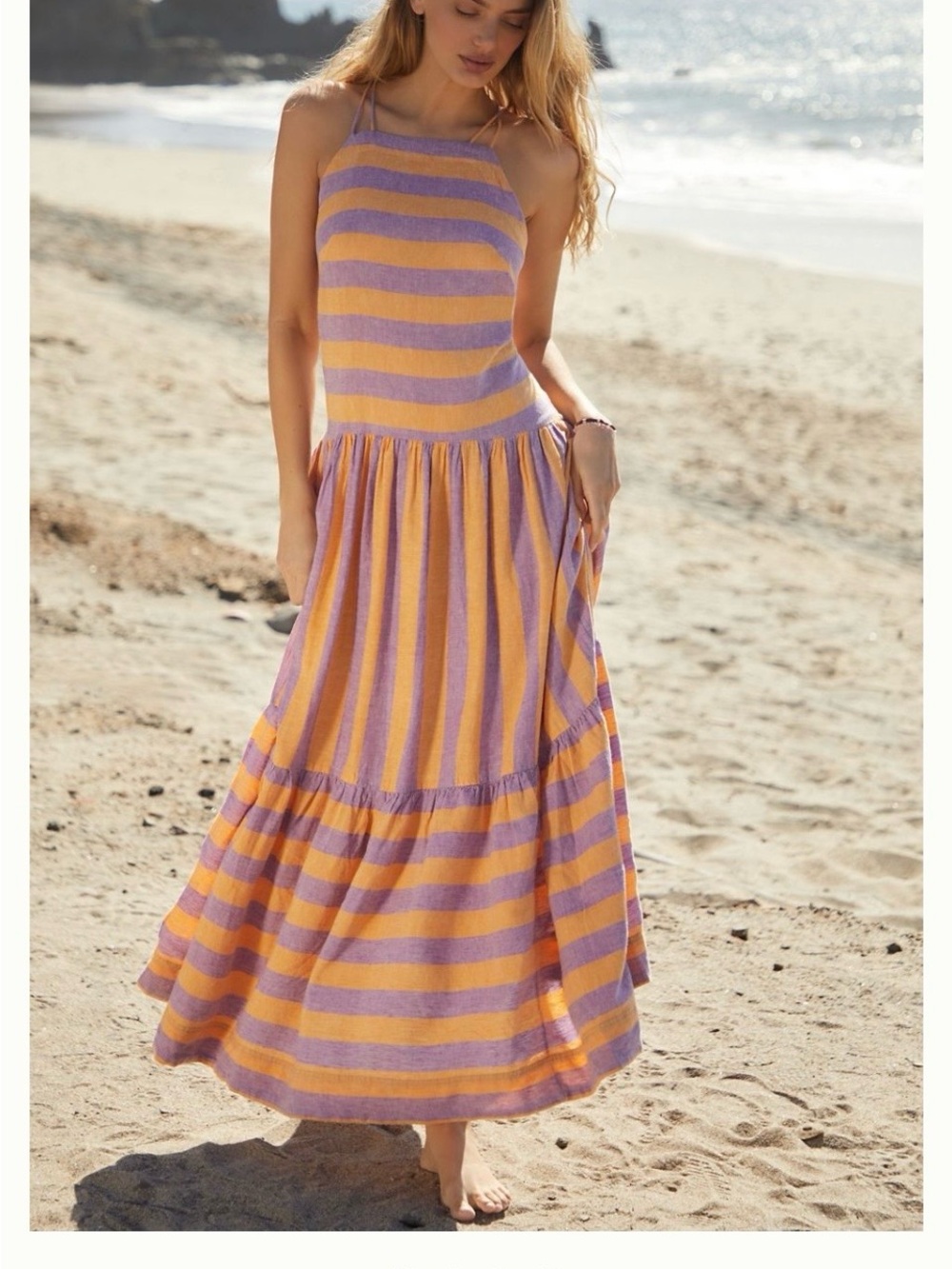 By Anthropologie- Striped Halter Maxi Dress